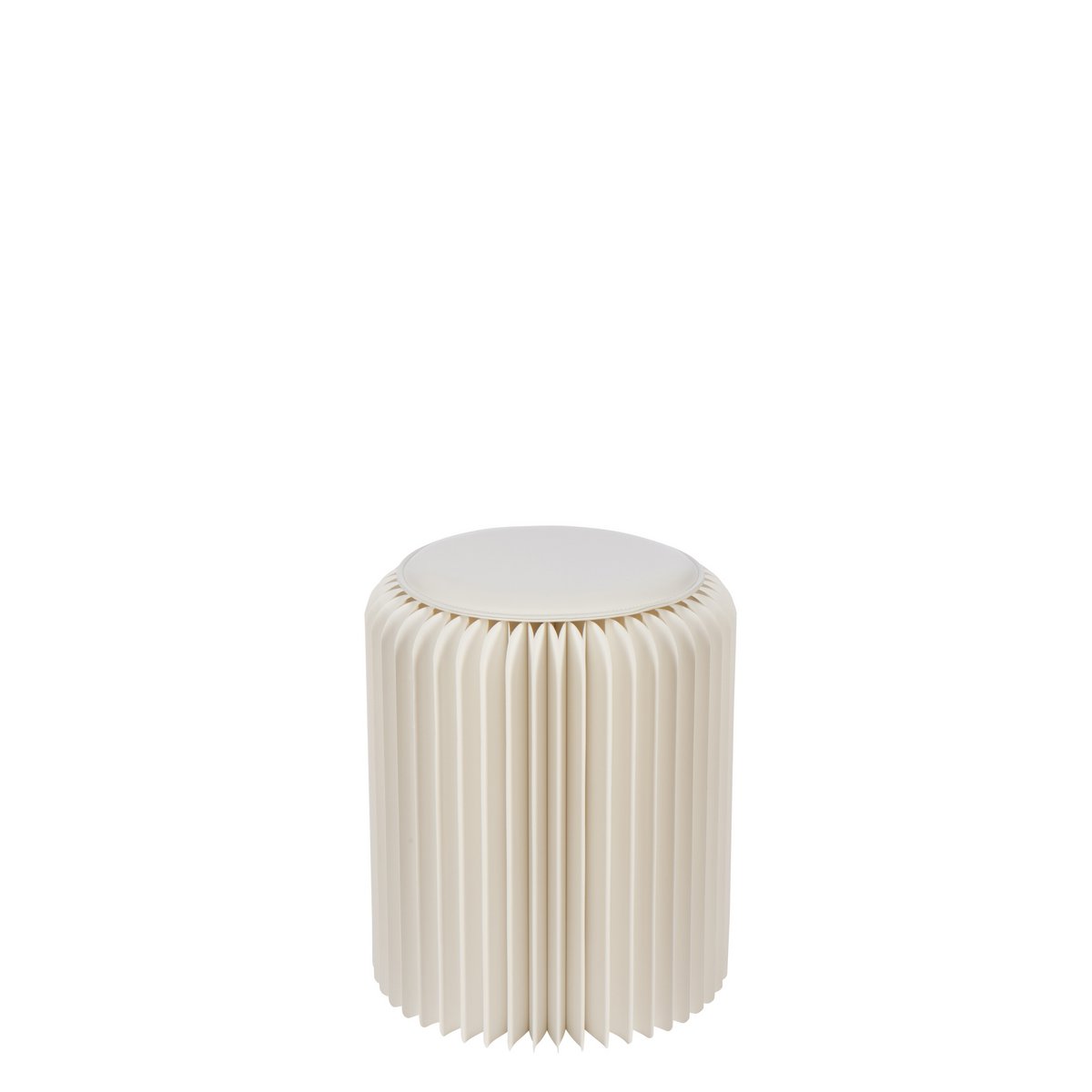 Pouf J-Line pliable en papier blanc cassé - vue 1