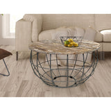 Table basse ronde durable Lexington ø 75 cm treillis métallique fil métallique table de salon en bois massif