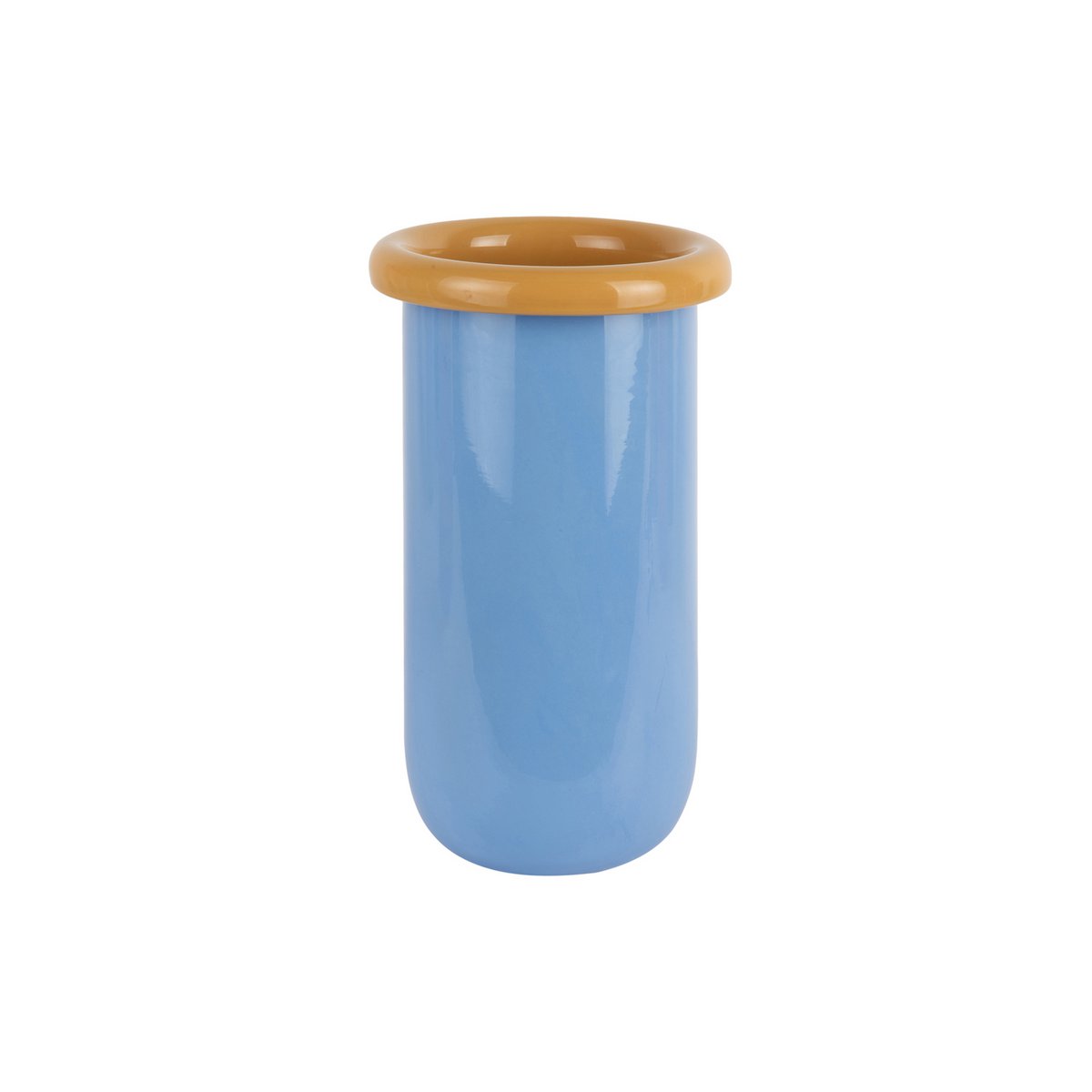 Vase Plegado M en verre jaune avec bord large et base lisse