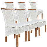 Chaises de salle à manger ensemble chaises de rotin Perth 6 morceaux de chaises de table à manger chaises de panier blanc durable