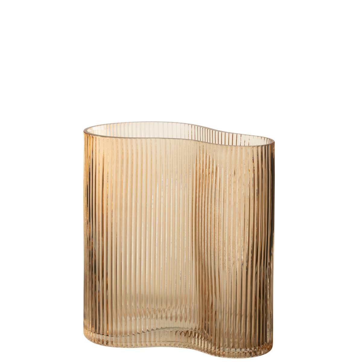 Vase J-Line rayé en verre marron, élégant et moderne
