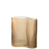 Vase J-Line rayé en verre marron, élégant et moderne