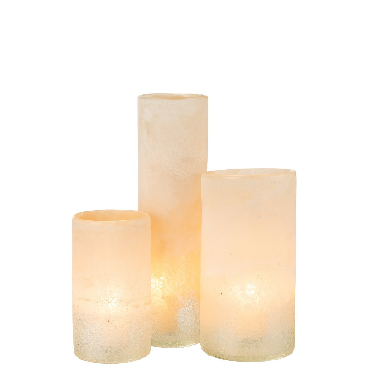 Vase J-Cylindre en verre beige, avec des fleurs