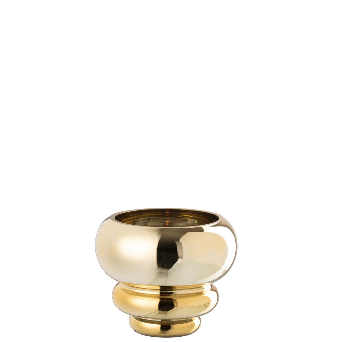 Photophore Julia en verre doré, parfait pour une ambiance chaleureuse.