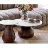 Heide Table basse, manguier/marbre, marron foncé/blanc, ø70x35 cm