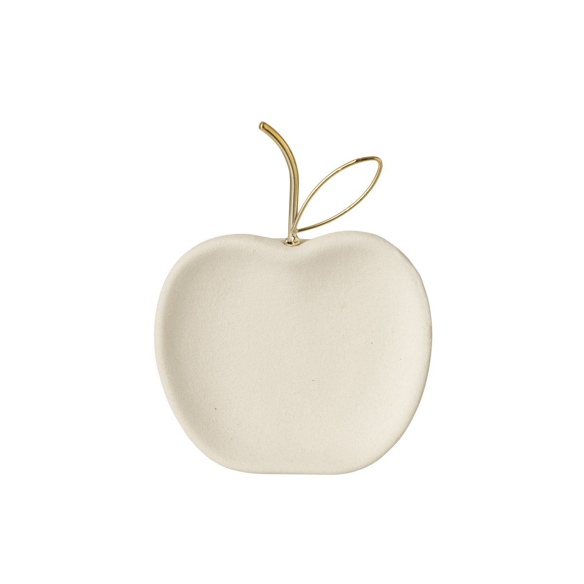 Assiette J-Line Pomme en porcelaine blanche avec détails dorés