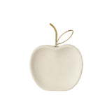 Assiette J-Line Pomme en porcelaine blanche avec détails dorés