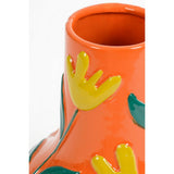 Détail du vase Ava Orange, mettant en avant sa finition brillante.