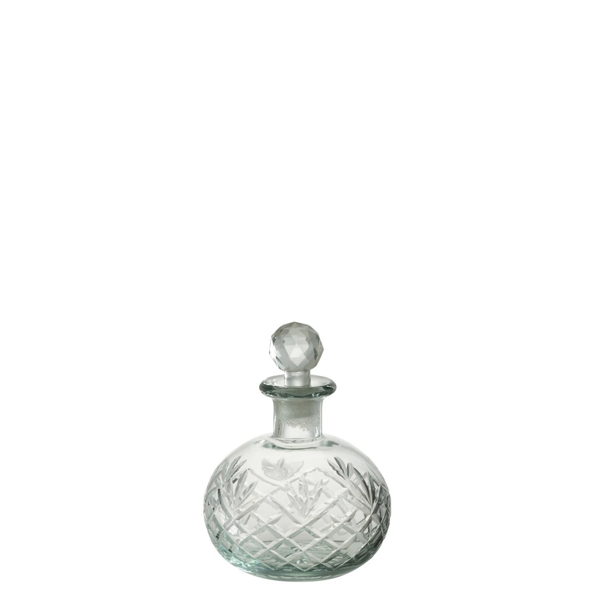 Vue rapprochée de la bouteille décorative J-Line, mettant en valeur sa finition en verre.