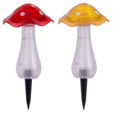 Brochettes décoratives solaires Set "Mantar" Ø 13 cm, 29 cm de haut, plastique transparent en rouge, jaune et transparent, LED intégrée, blanc froid