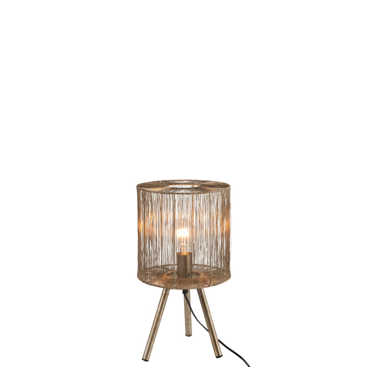 Détail de la base de la lampe marron en métal