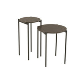 Table d'appoint J-Line Round en bois et métal marron foncé - vue 5