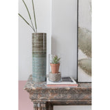 Vase cylindre J-Line en verre transparent, vue de face avec fleurs