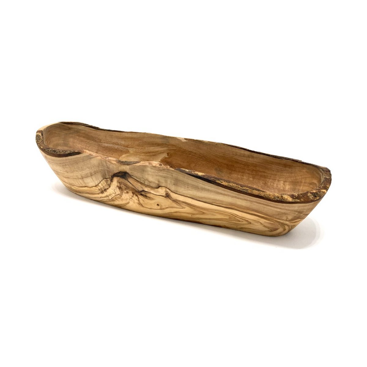 Bol à pain rustique en bois d'olivier avec des veines naturelles