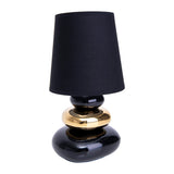 Lampe de table en céramique "Stoney", lampe de table en céramique et textile en noir, or, avec version E14, lampe de table pour salle à manger, salon, couloir ou bureau, ou comme lampe de chevet, 31 cm de haut