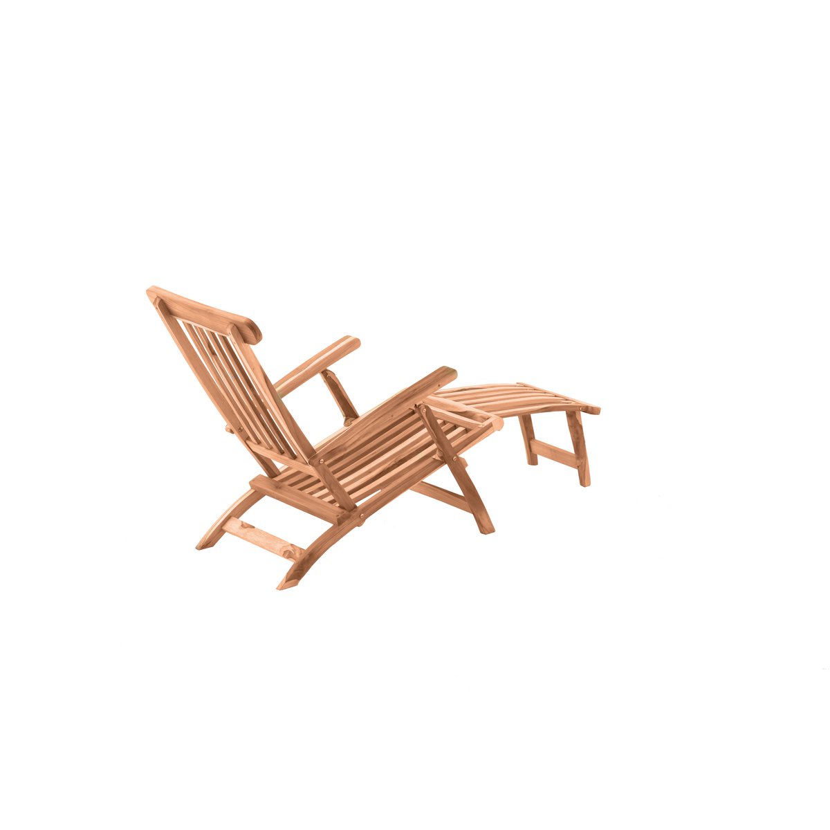 Chaise longue en teck avec coussin décoratif