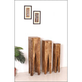 Tabouret fleur en bois de manguier avec finition naturelle