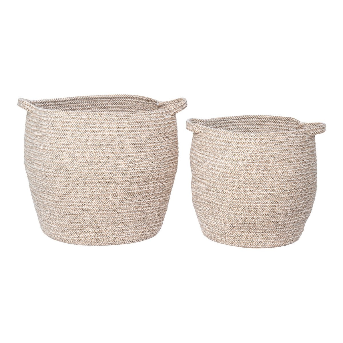 Lamas Basket - Ensemble de deux paniers en coton beige, vue de face