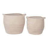Lamas Basket - Ensemble de deux paniers en coton beige, vue de face