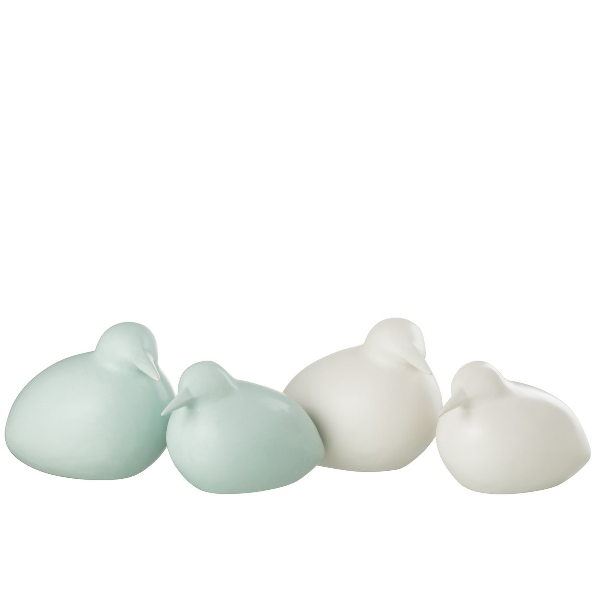 Figurine J-Line Birds en plastique vert et bleu, élégante et moderne.