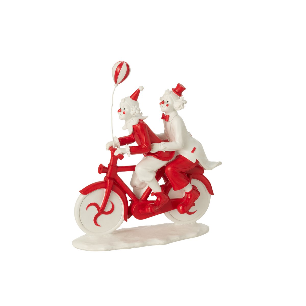 Détail de la figurine J-Line Clown Bicycle, mettant en avant les couleurs vives.