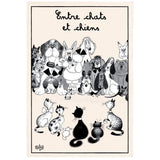 Torchon Dubout Entre Chats Et Chiens Ecru 48 X 72