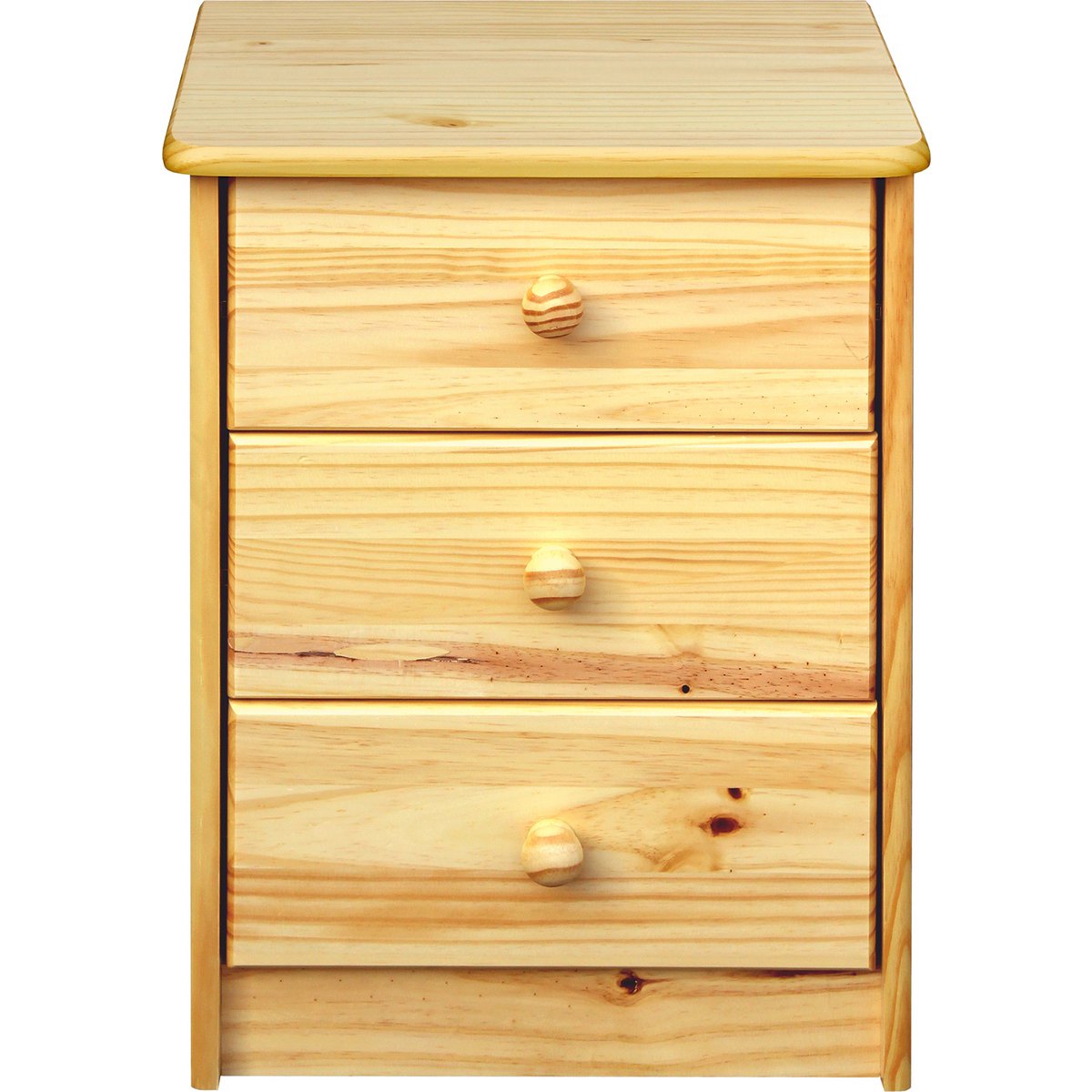Commode en bois de pin avec trois tiroirs spacieux