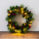 Couronne de Noël LED "Noel" Décoration extérieure en métal et en plastique en vert et en or, avec des LED fermement installés