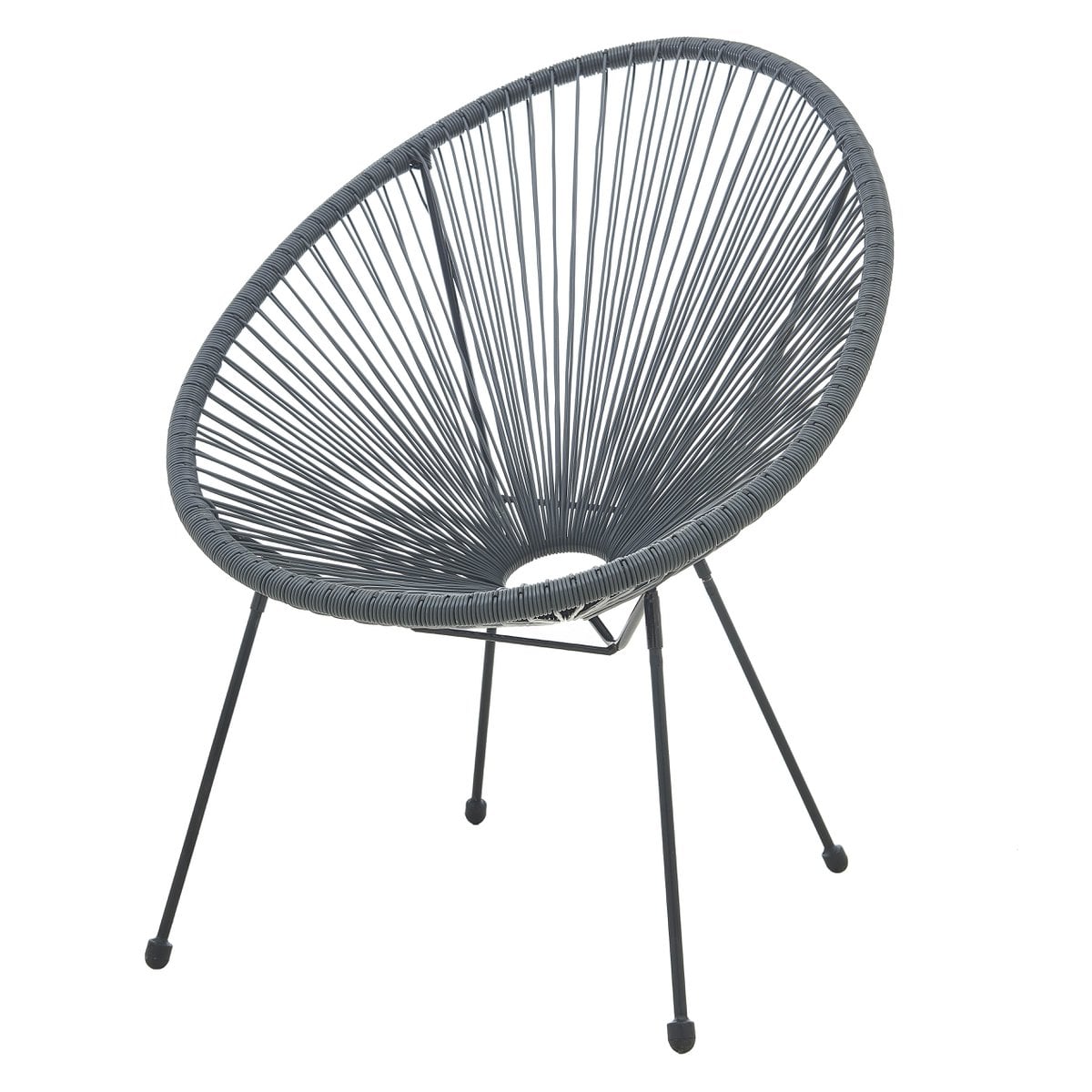 Détail du tressage en plastique de la chaise rotin moderne