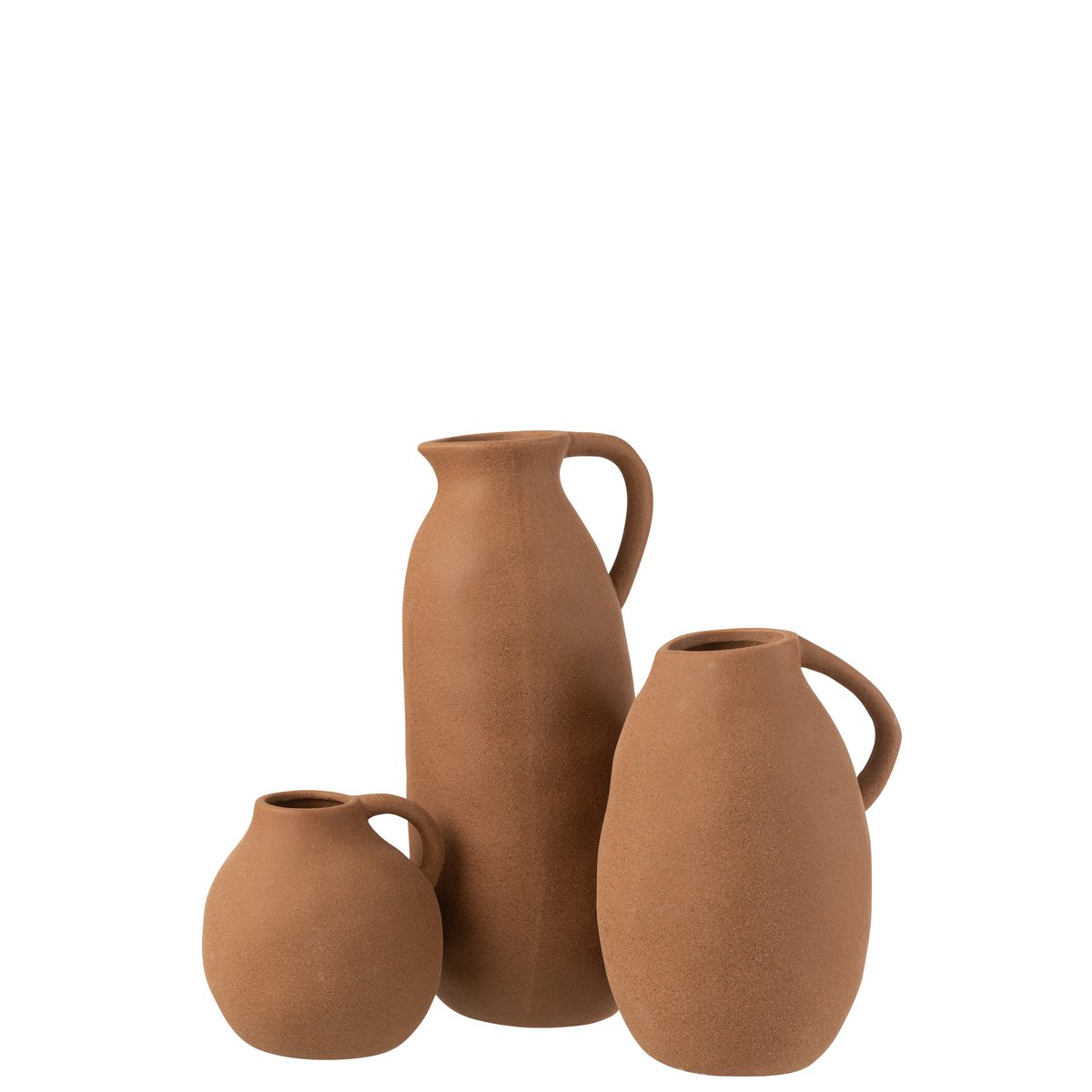 Vase J-Line en céramique brun, vue de face avec détails élégants