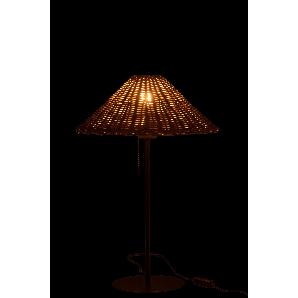 Détail du métal et du rotin de la lampe J-Line