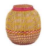 Vase J-Line Rits en rotin multicolore, vue de face avec détails de texture.