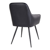 Zoom sur le siège en cuir PU noir de la chaise Harbo