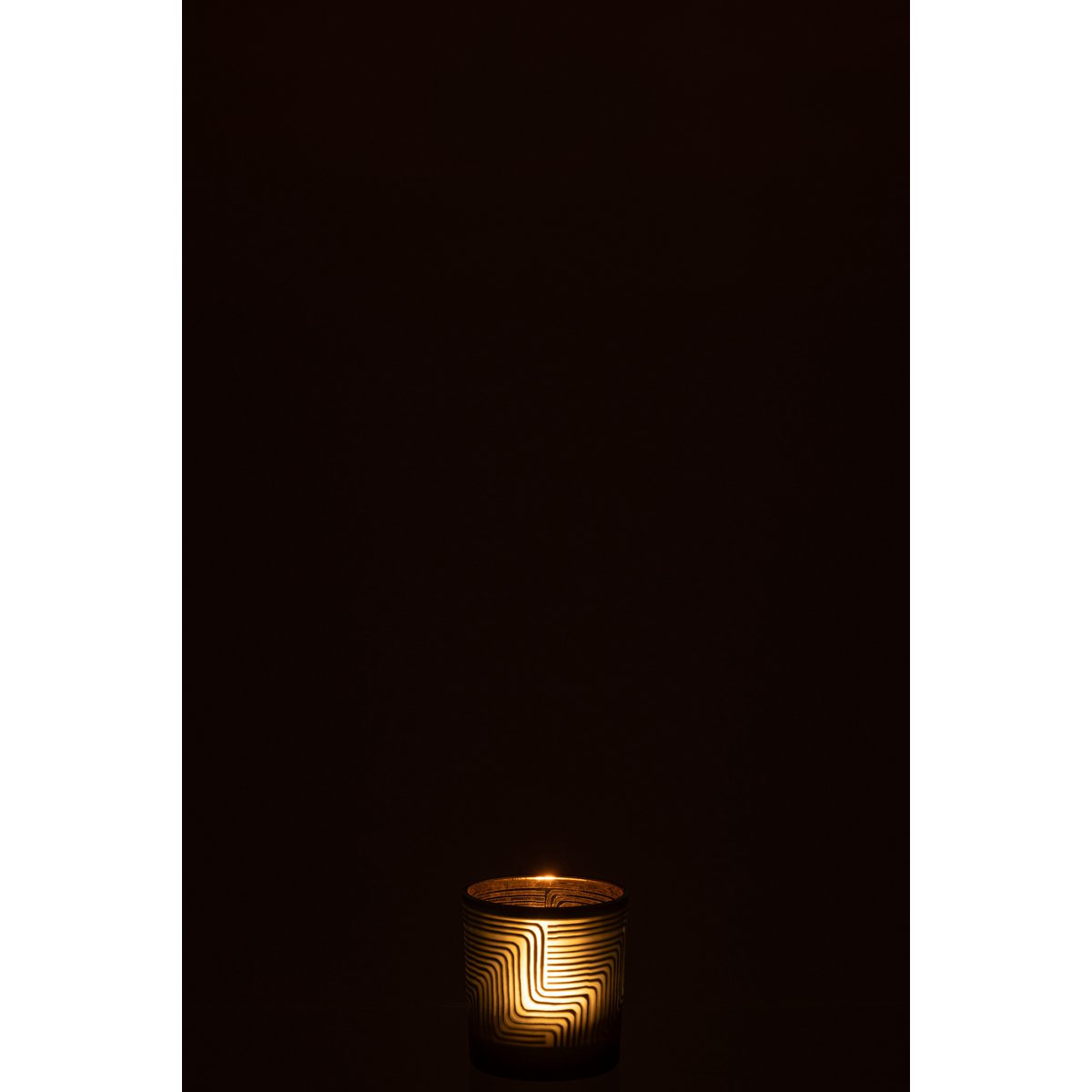 Bougeoir J-Line Zigzag en verre vert, détail du motif zigzag