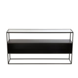 Console Carrée J-Line en métal et verre noir vue de face