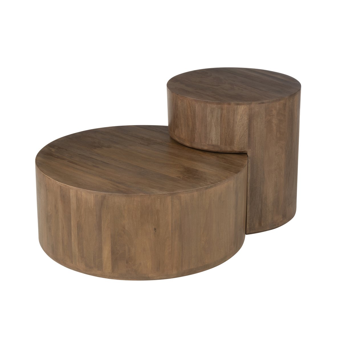Set de 2 tables d'appoint Toge en bois de manguier marron, vue d'ensemble