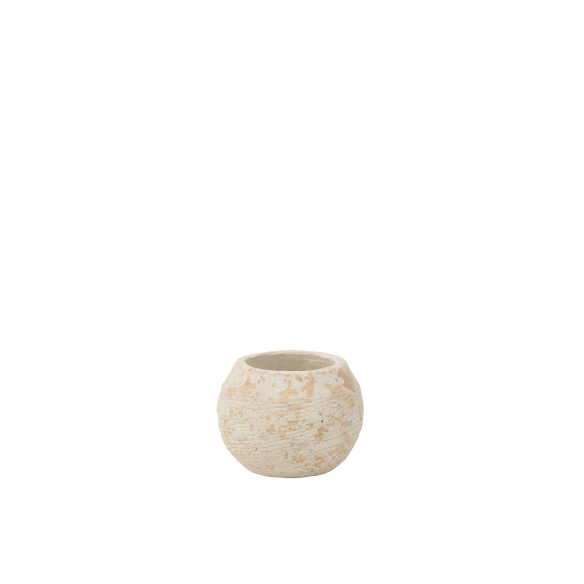Pot de fleurs J-Line en ciment blanc, vue latérale montrant le diamètre de 17 cm