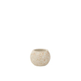 Pot de fleurs J-Line en ciment blanc, vue latérale montrant le diamètre de 17 cm