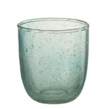 Bougeoir Bubbels en verre aqua de J-Line, vue de face