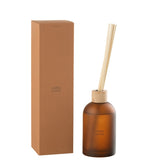 Diffuseur Ambre Intime avec détails de la bouteille et des bâtonnets