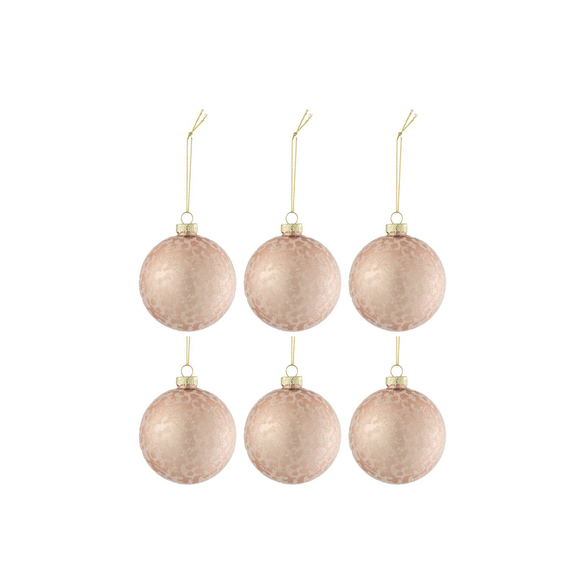 Boule de Noël Sucre en verre rose clair par J-Line, boîte de 6