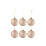 Boule de Noël Sucre en verre rose clair par J-Line, boîte de 6