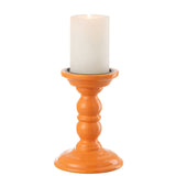 Bougeoir J-Line en bois de manguier orange, vue de face