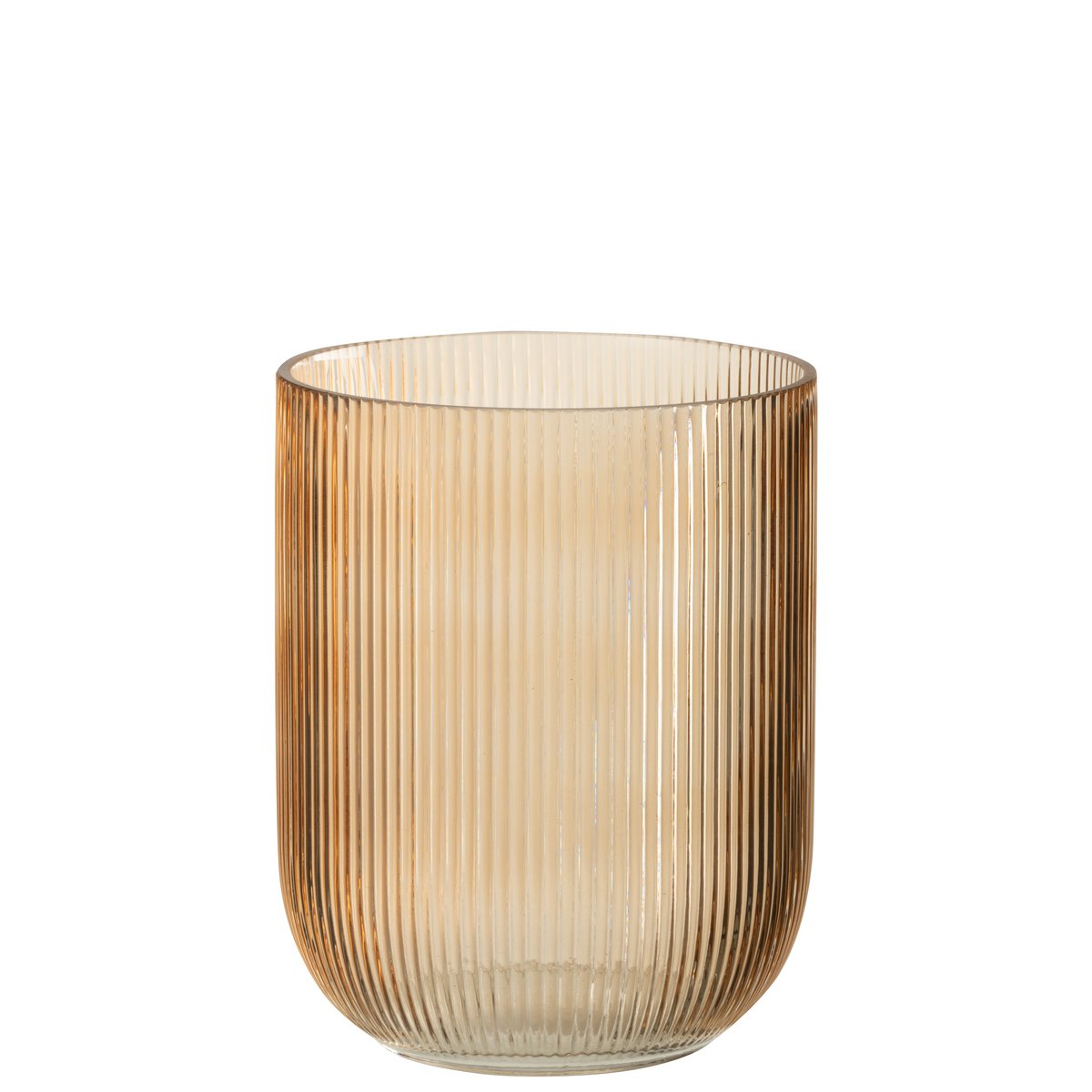 Vase J-Line rayé en verre marron, vue de face