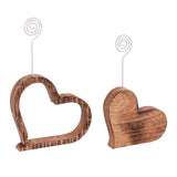 Porte-carte de voeux Photo Stand Photo Clip Set en 2 parties Décoration de table de coeur en 2 parties Décoration de mariage Mangoholz Massive