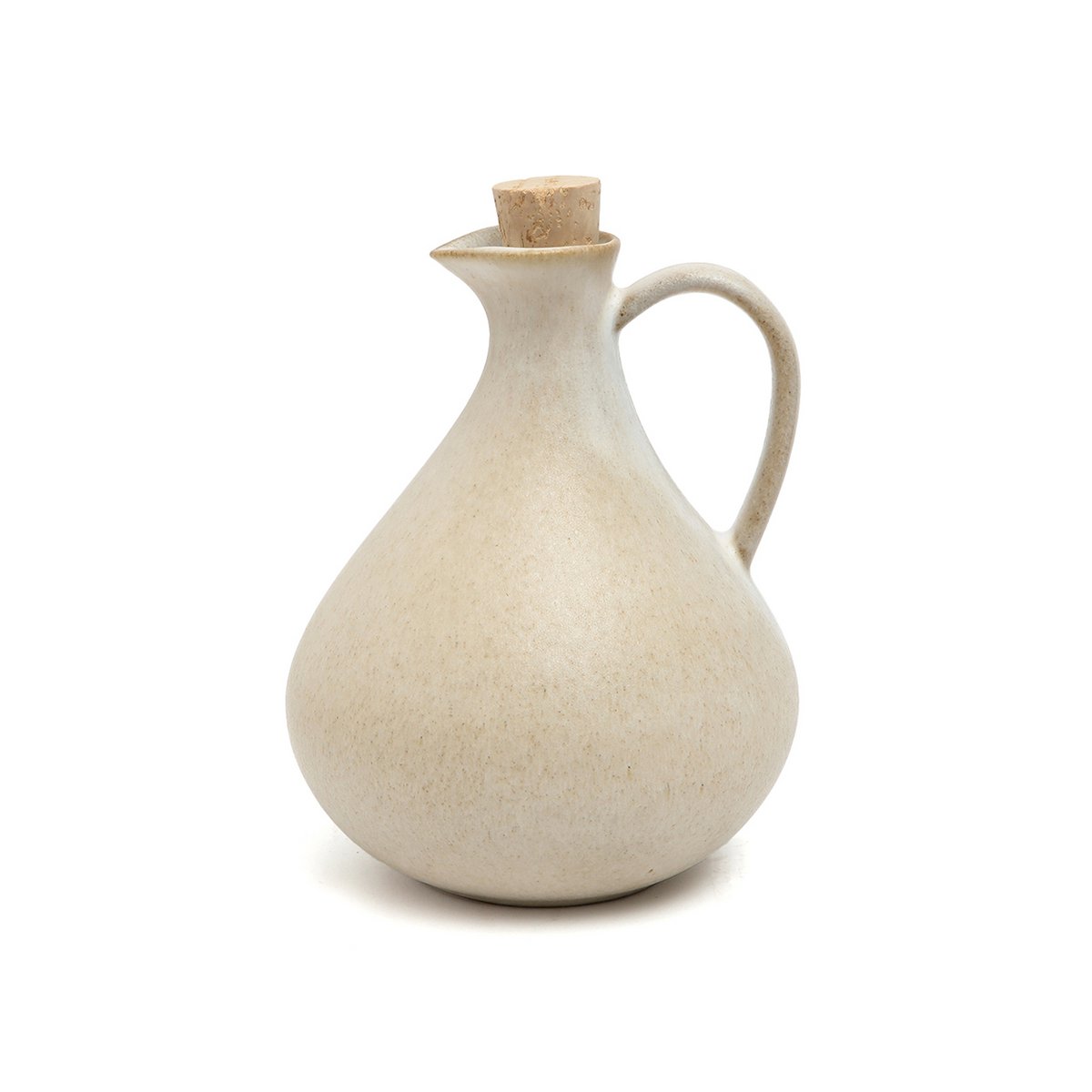 Bouteille d'huile d'olive N°80 en céramique blanche, vue de face