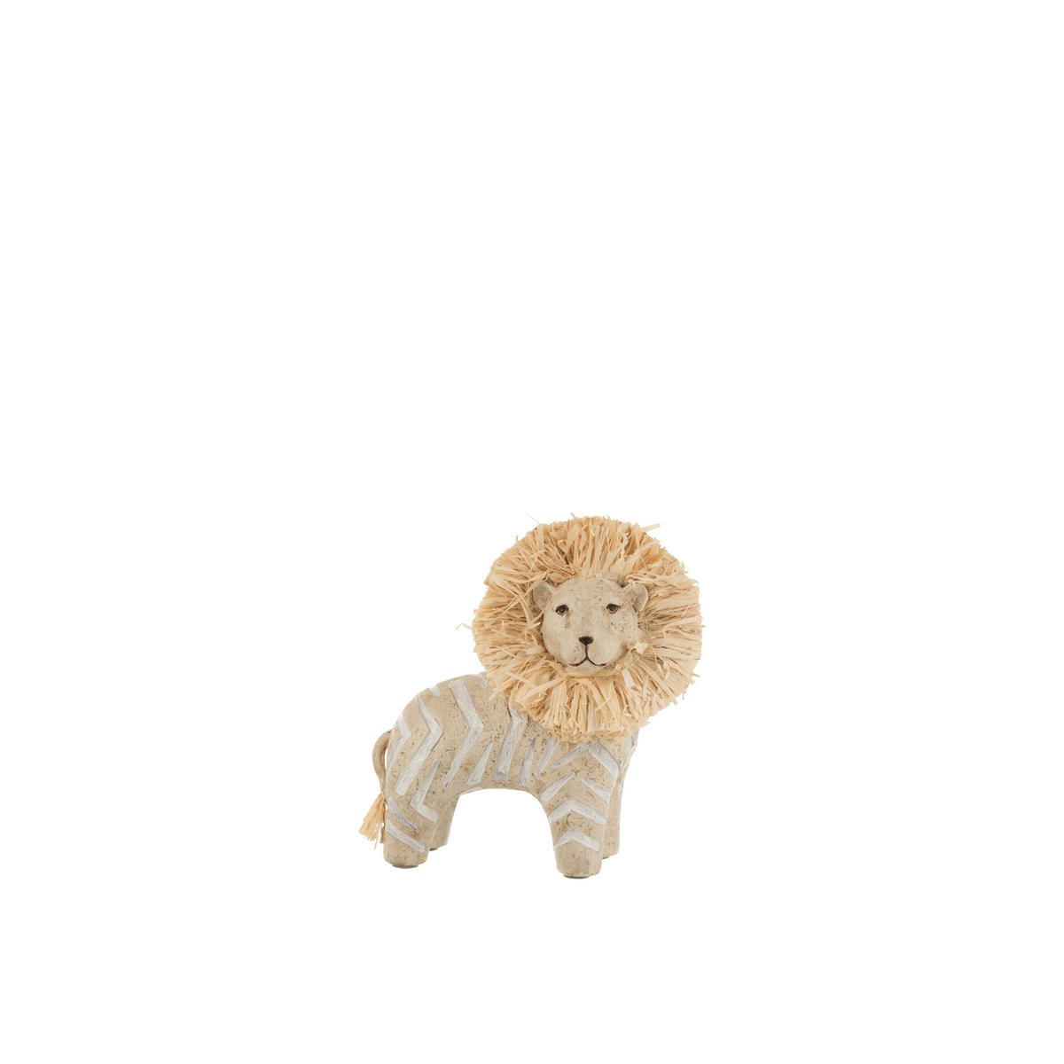 Figurine lion J-Line en polyresin et raphia dans un décor moderne