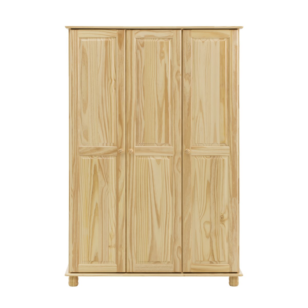 Armoire en bois de pin massif avec trois portes fermées