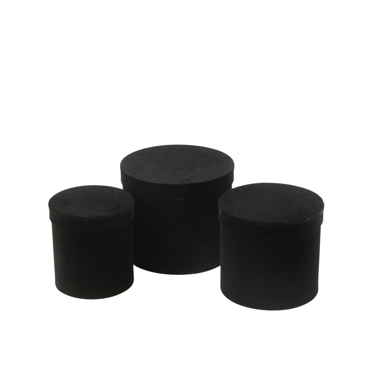 Ensemble de 3 boîtes rondes J-Line en velours noir