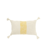 Détail du coussin J-Line avec pinceau en coton blanc et jaune